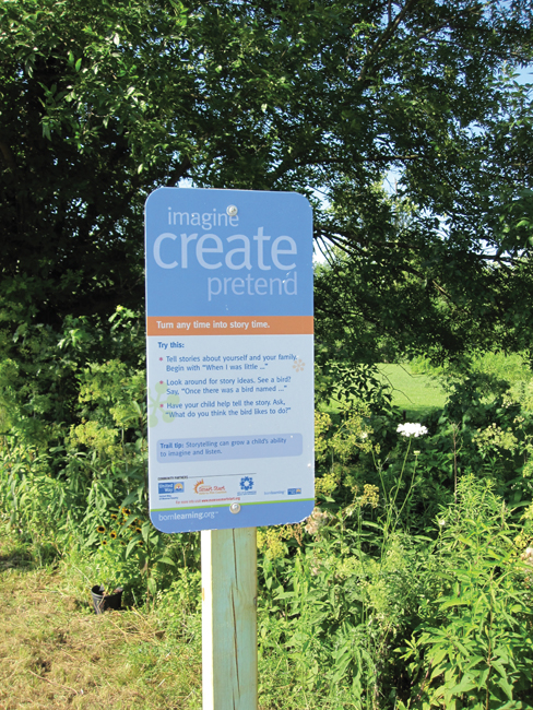 Signs on Clear Creek Trail Help Young Kids Develop